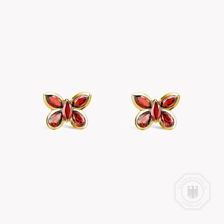 Butterfly Ruby Stud Earrings Pear and Marquise Cut, Rubover Set_1