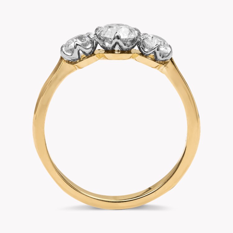 Coronet Old Cut 1.02ct Diamond Three Stone Ring Old Cut, Claw Set_3