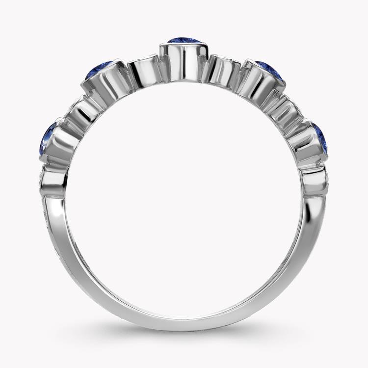 Bubbles Blue Sapphire and Diamond Half-Eternity Ring Brilliant Cut, Rubover Set_3
