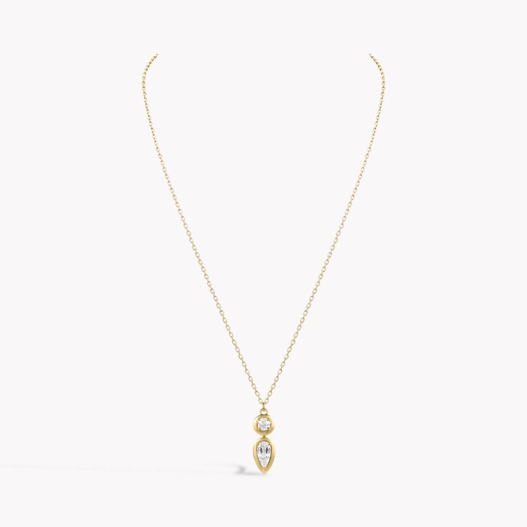 Skimming Stone Pear Shaped and Brilliant Cut Diamond Pendant Pear Shaped & Brilliant Cut, Claw Set_3