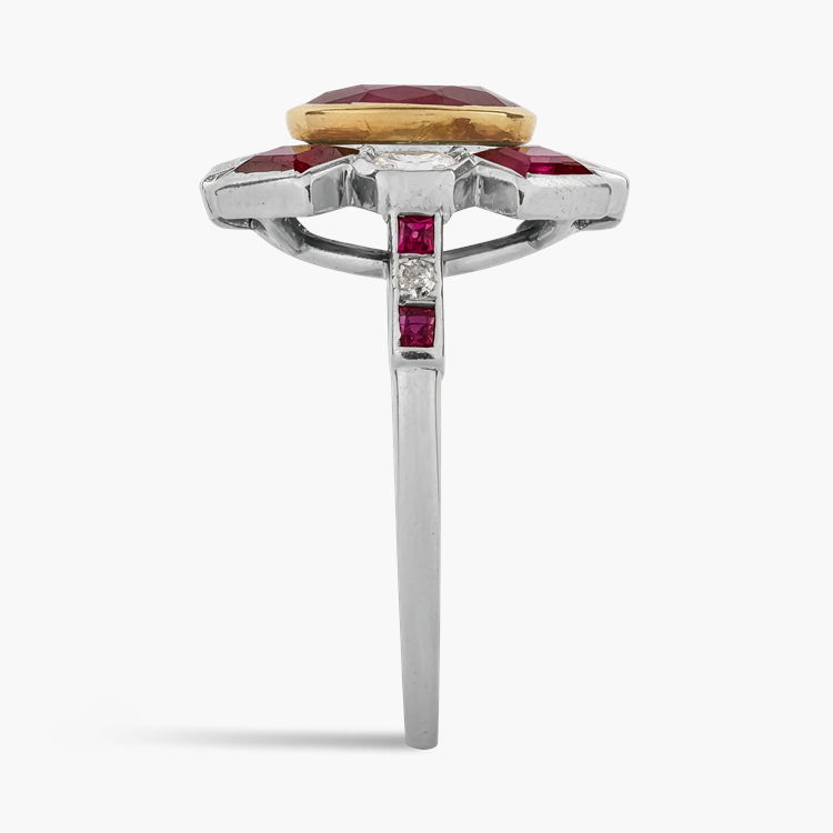 Cartier Art Deco 2.05ct Burma Ruby and Diamond Ring Antique Cushion Cut, Rubover set_4