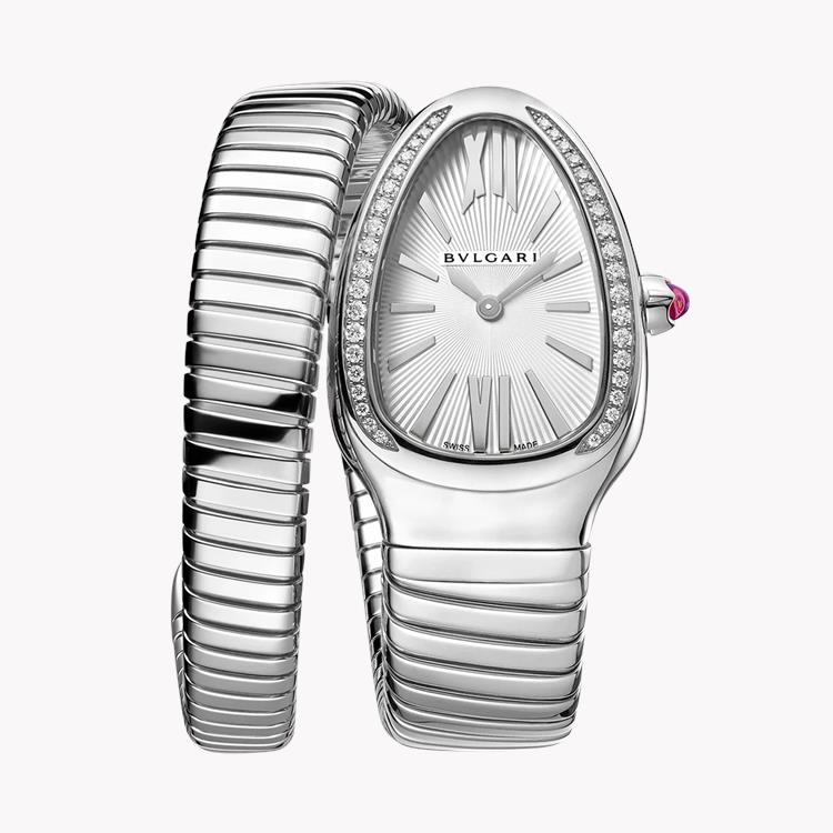 Bvlgari Serpenti Tubogas 35mm. Silver Dial, Baton & Roman Numerals_1