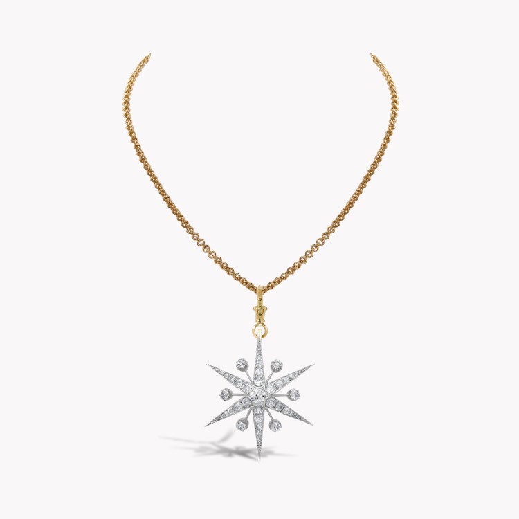 Victorian Old Cut 3.00ct Diamond Star Pendant Old Cut, Grain Set_2