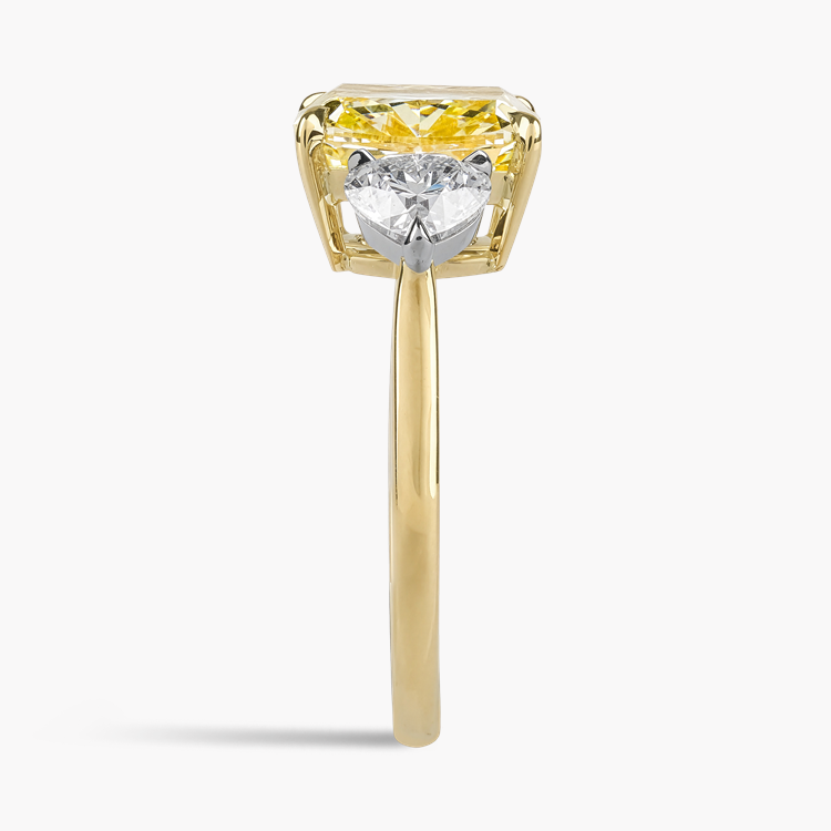 Venus Setting South African 3.75ct Fancy Yellow Diamond Ring Modern Cushion Cut & Heart Shape, Claw Set_4
