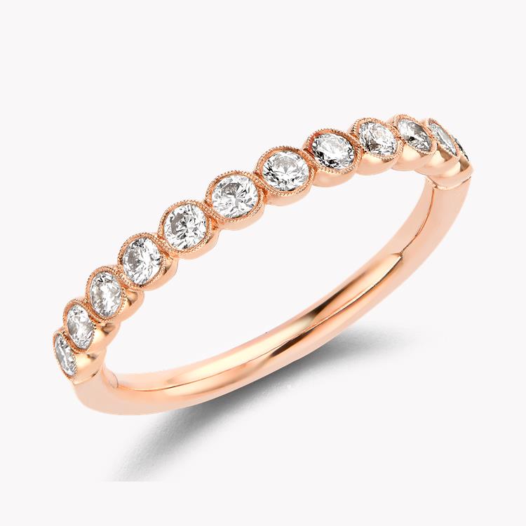 Diamond Dot Half Eternity Ring 0.48CT in 18CT Rose Gold Brilliant Cut, Half Eternity, Millegrain Set_1
