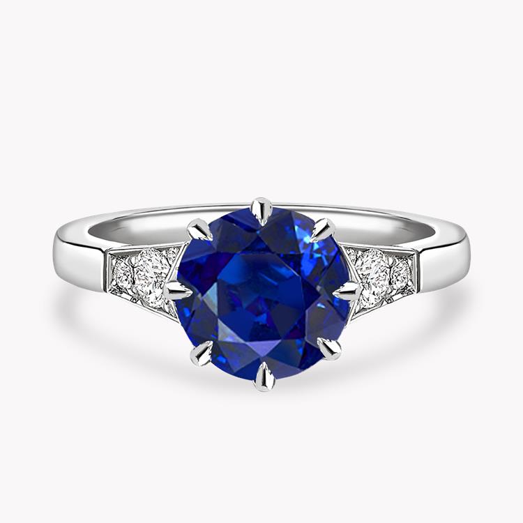 Antrobus Sapphire Ring 1.16CT in Platinum Brilliant Cut, Solitaire, Diamond Shoulders_1