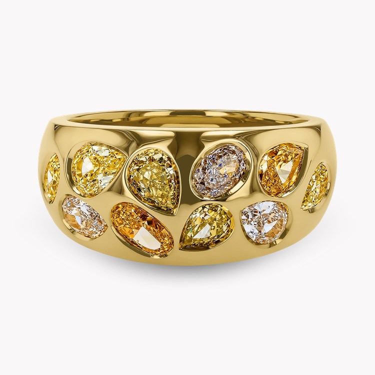 Stellar 1.94ct Fancy Diamond Bombe Ring Oval & Pear Cut, Rubover Set_2