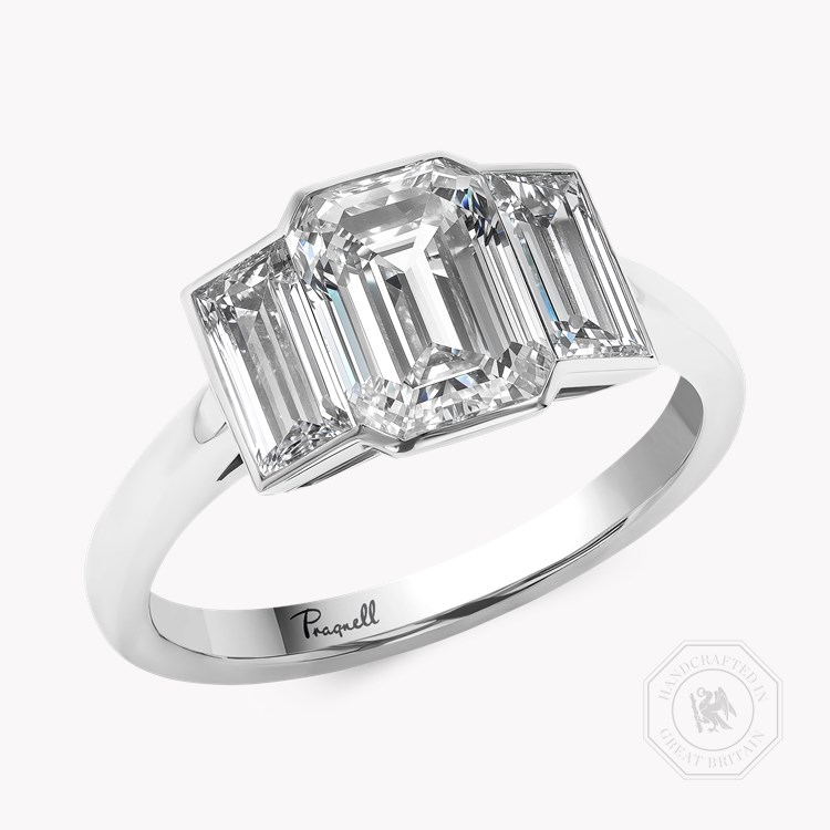 Kingdom 2.71ct Diamond Three Stone Ring Emerald Cut, Rubover Set_1