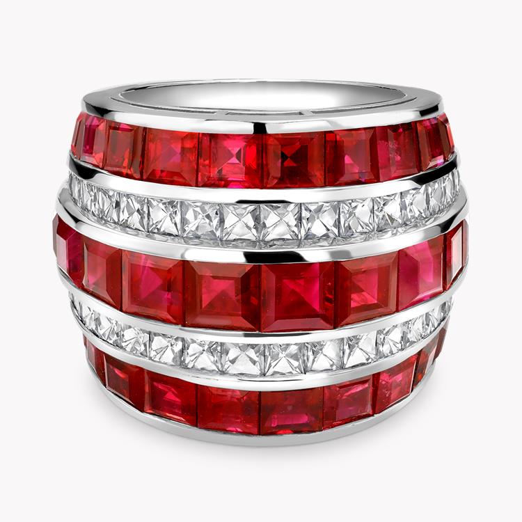 Manhattan Large Ruby & Diamond Ring  17.82CT in Platinum Carre & French Cut, Channel Set_2