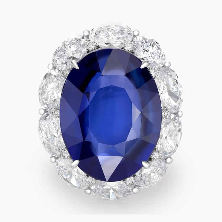 Masterpiece Sapphire & Diamond Ring  21.46CT in 18CT White Gold Sri Lankan Oval Cut with Brilliant Cut Diamonds_2
