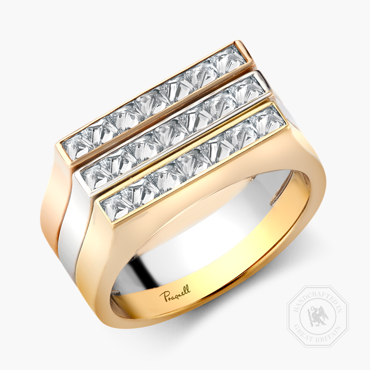 RockChic 1.09ct Diamond Three Row Ring   in 18ct White Yellow and Rose Gold