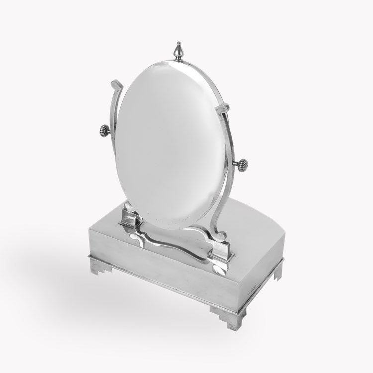 Silver Edward VII Jewellery Tray with Swivel Mirror Hallmarked London_2