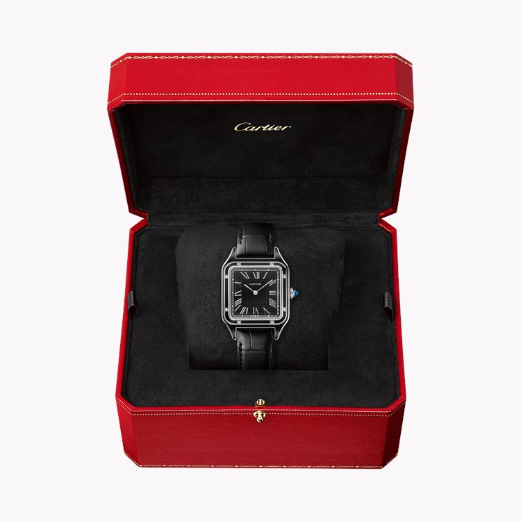 Cartier Santos-Dumont de Cartier Large, Black Dial, Roman Numerals_5