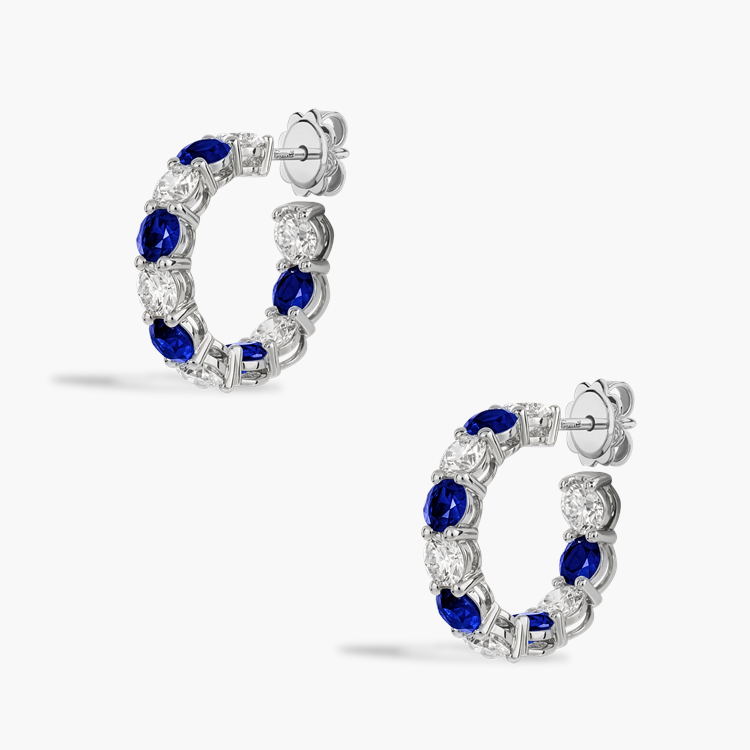 Brilliant Cut 2.89ct Sapphire and Diamond Hoop Earrings Brilliant cut, Claw set_3