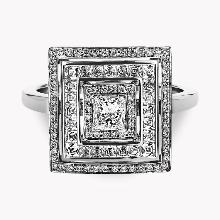 Princess cut Diamond Ripple Ring Princess Cut. Four Claw Set_2