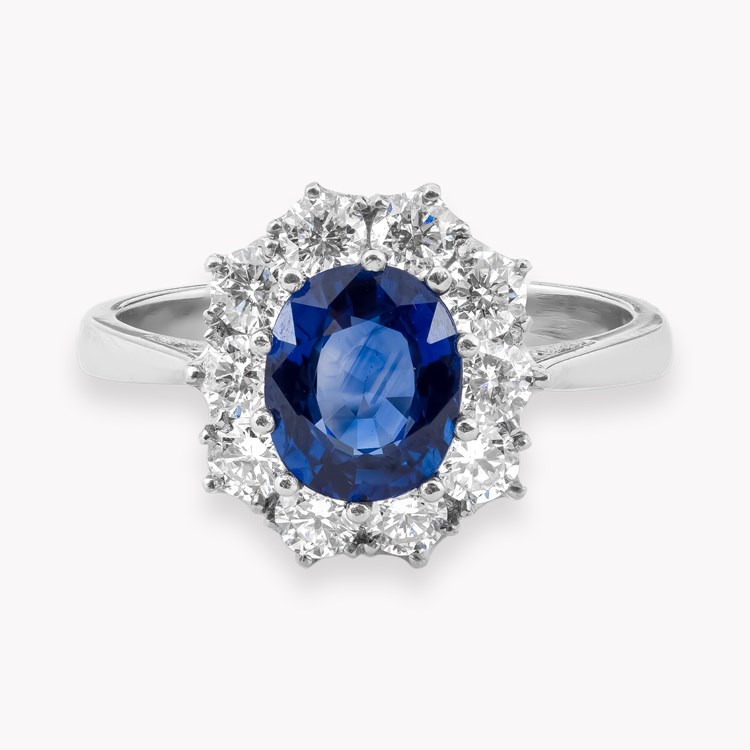 Oval Cut Sapphire and Diamond Cluster Ring Oval Cut, Claw Set_2