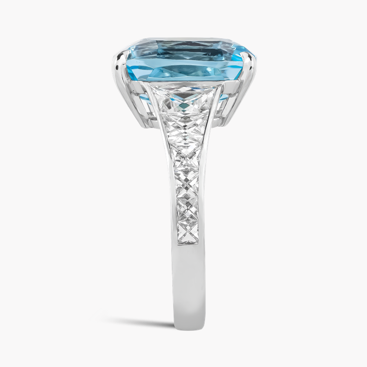 Masterpiece Cushion Cut 5.61ct Lukusuzi Aquamarine and Diamond Ring Cushion Cut, Claw Set_4