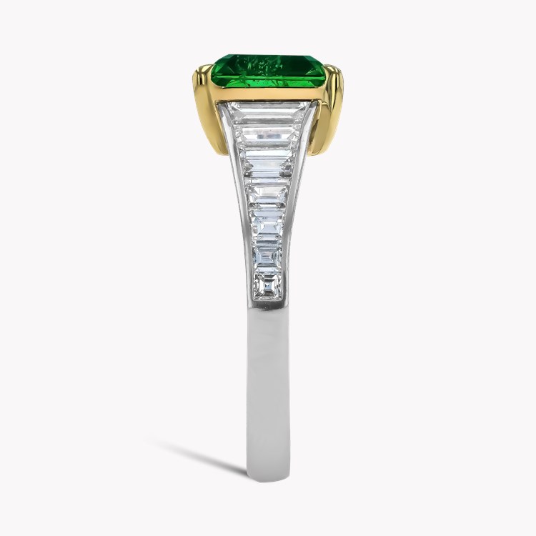 Octagonal Cut 1.40ct Colombian Emerald and Diamond Ring Octagonal & Trapeze Cut, Claw Set_4
