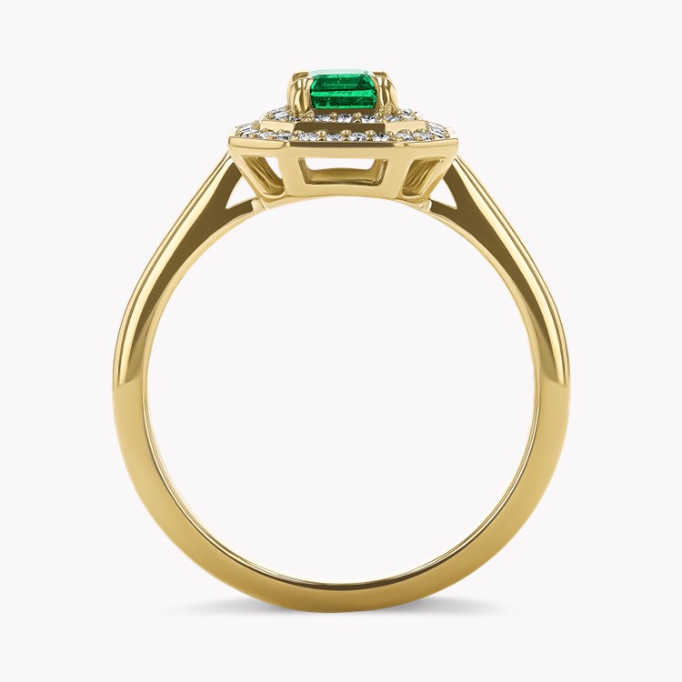 Octagonal Cut 0.62ct Emerald and Diamond Cluster Ring Octagonal Cut, Claw Set_3