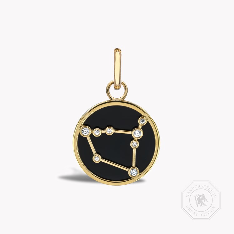 Constellation Diamond and Black Onyx Capricorn Pendant Charm Brilliant Cut, Rubover Set_1
