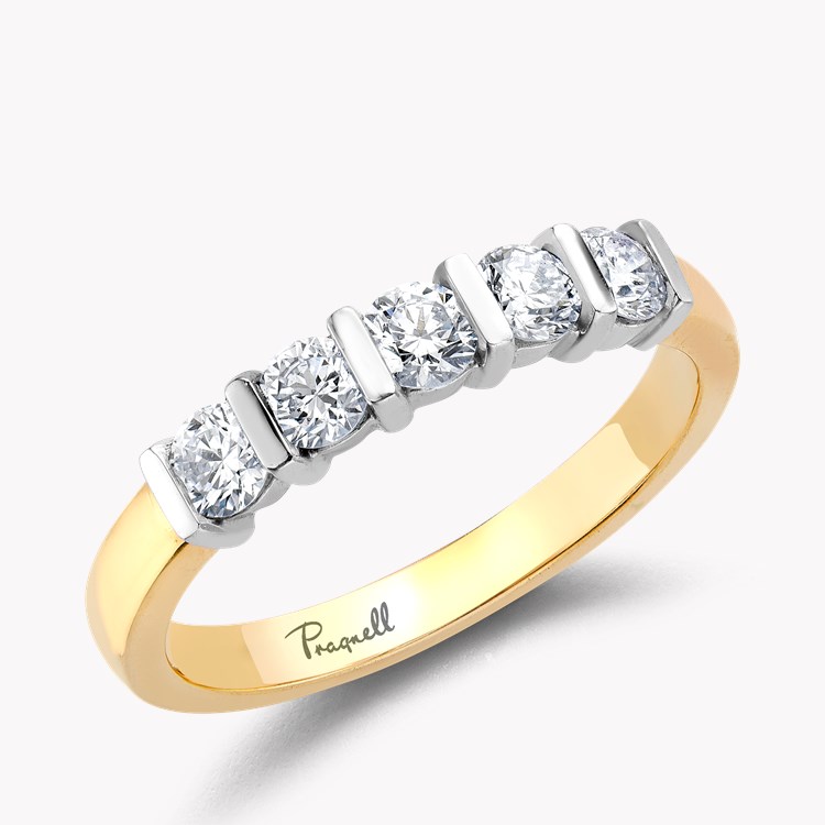 Round Brilliant Cut Diamond Five-Stone Ring Brilliant Cut, Five-Stone, Bar Set_1