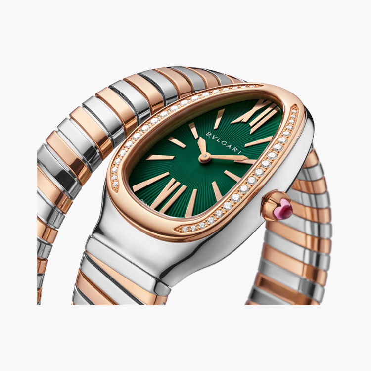 Bvlgari Serpenti Tubogas 35mm, Green Dial, Baton & Roman Numerals_2