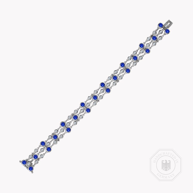 Bubbles Blue Sapphire and Diamond Three-Row Bracelet Brilliant Cut, Rubover Set_1
