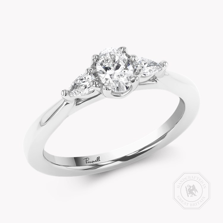 Oval and Pearshaped Three Stone Diamond Ring Oval Cut, Four Claw Set_1