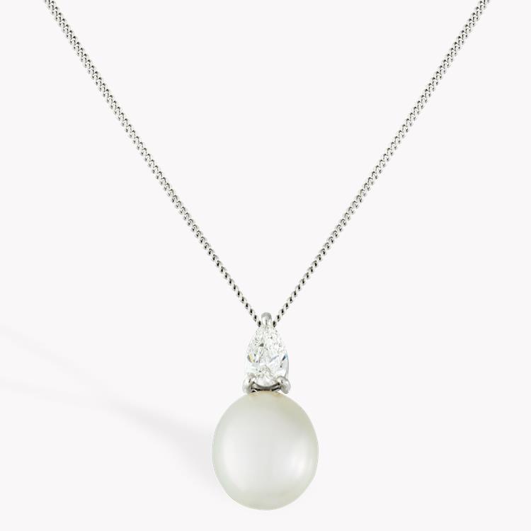 South Sea Pearl Pendant in 18CT White Gold Drop Pendant with 0.47CT Pear Shape Diamond_1