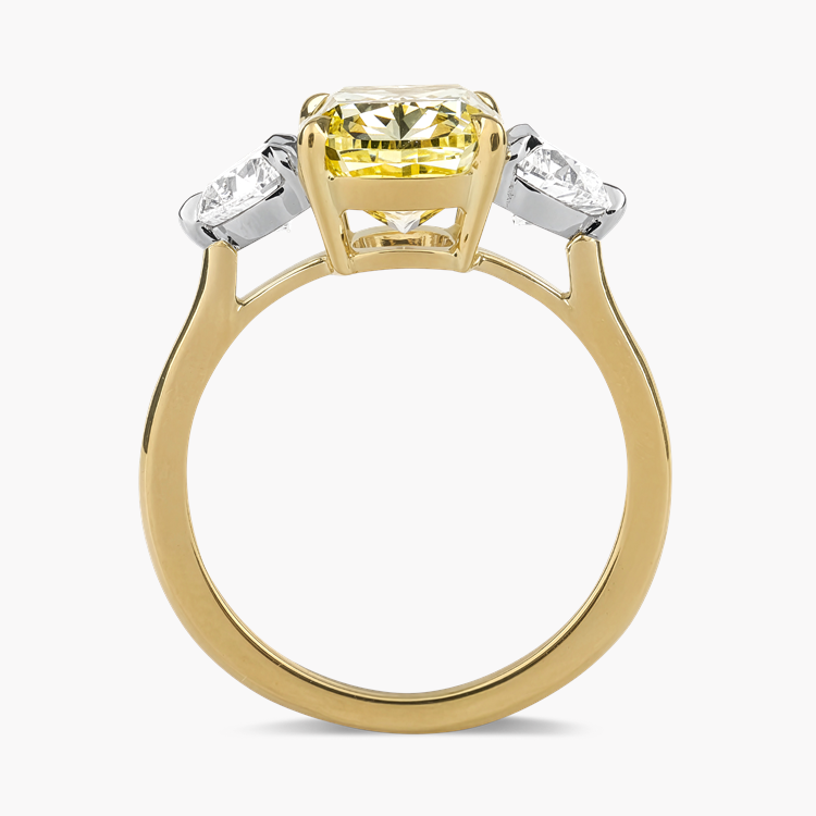 Venus Setting South African 3.75ct Fancy Yellow Diamond Ring Modern Cushion Cut & Heart Shape, Claw Set_3