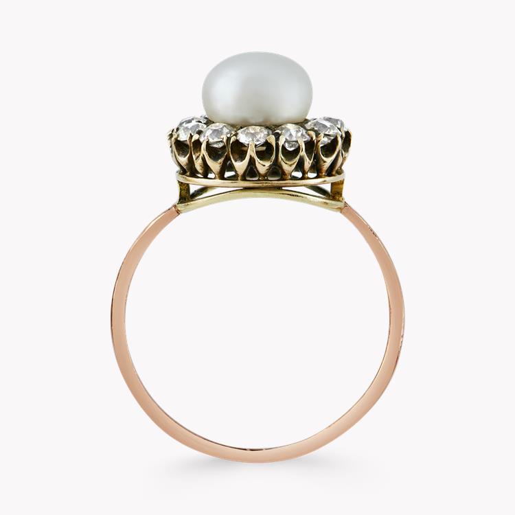 Victorian Natural Pearl Ring Natural Pearl Cluster Ring, with Diamond Surround_3