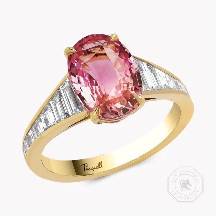 Masterpiece 3.09ct Sri Lankan Padparadscha Sapphire and Diamond Ring   in 18ct Yellow Gold