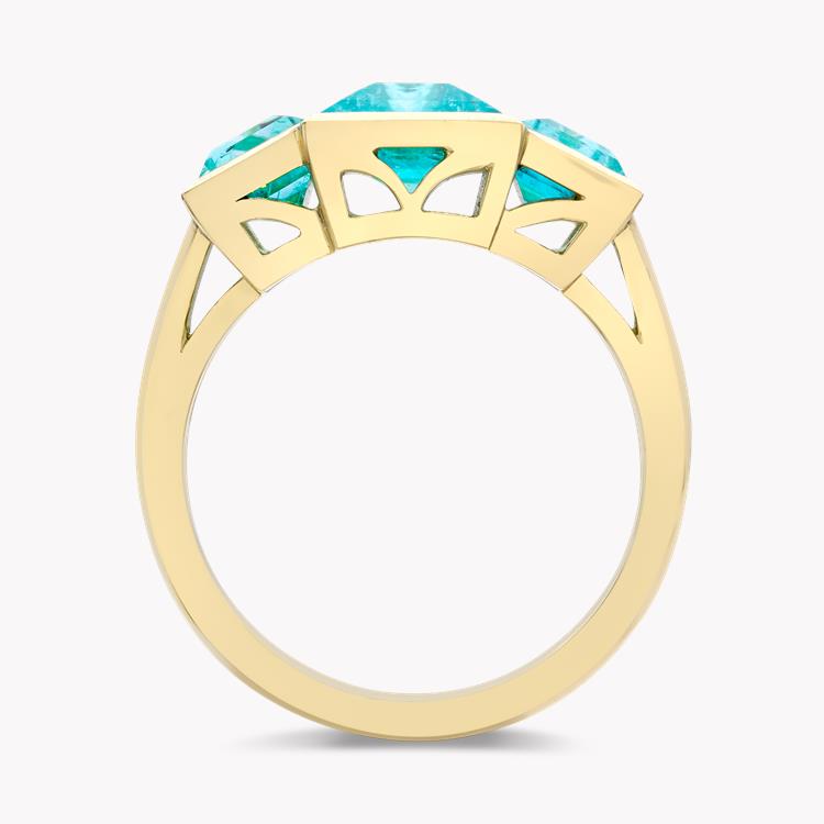 Masterpiece Kingdom 6.06ct Paraiba Tourmaline Three Stone Ring Baguette Cut, Rubover Set_3