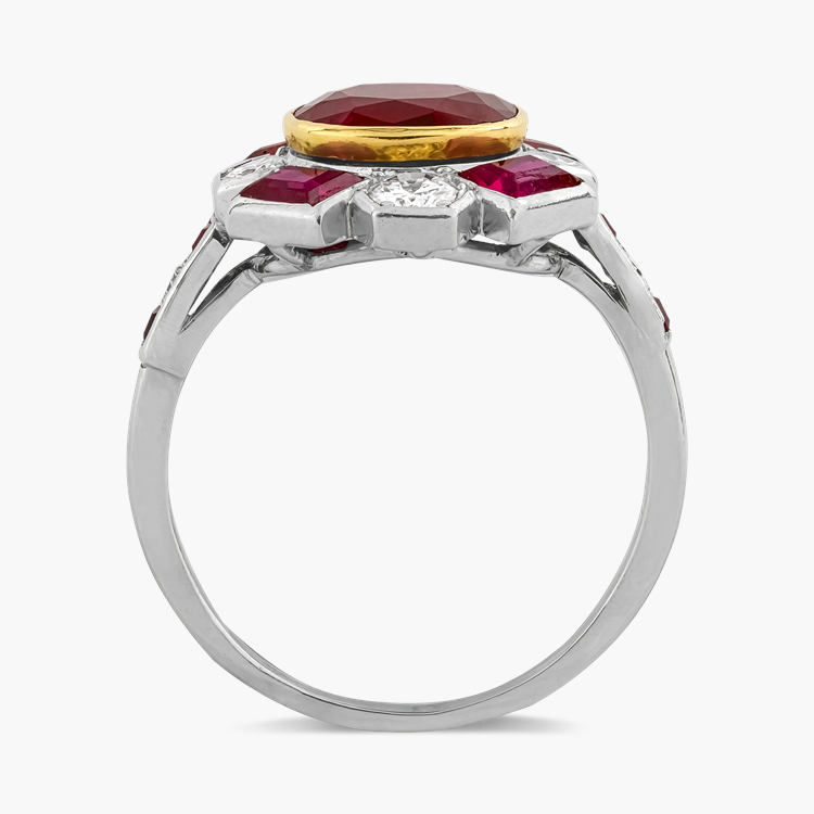 Cartier Art Deco 2.05ct Burma Ruby and Diamond Ring Antique Cushion Cut, Rubover set_3
