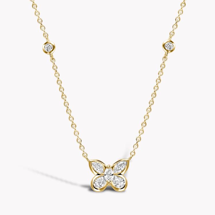 Butterfly Diamond Pendant  0.41CT in Yellow Gold Pear Cut, Rubover Set_1