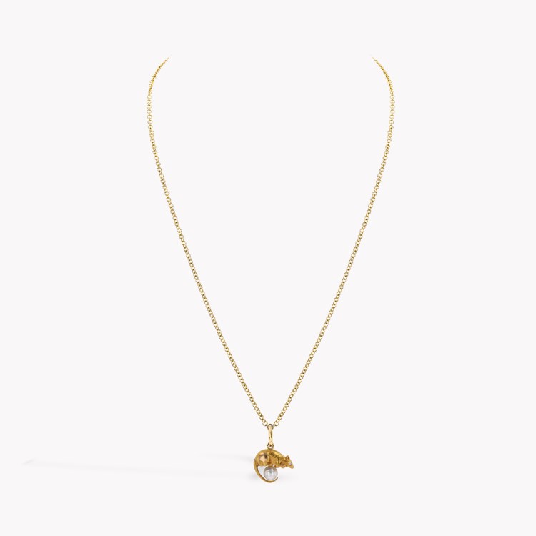 Victorian Pearl and Diamond Mouse Pendant _2