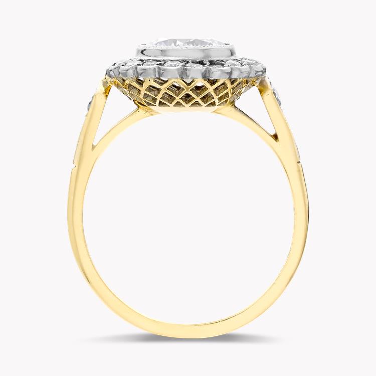 Diamond Cluster Ring  1.34CT in Yellow Gold & Platinum Brilliant Cut, Millegrain Set_3