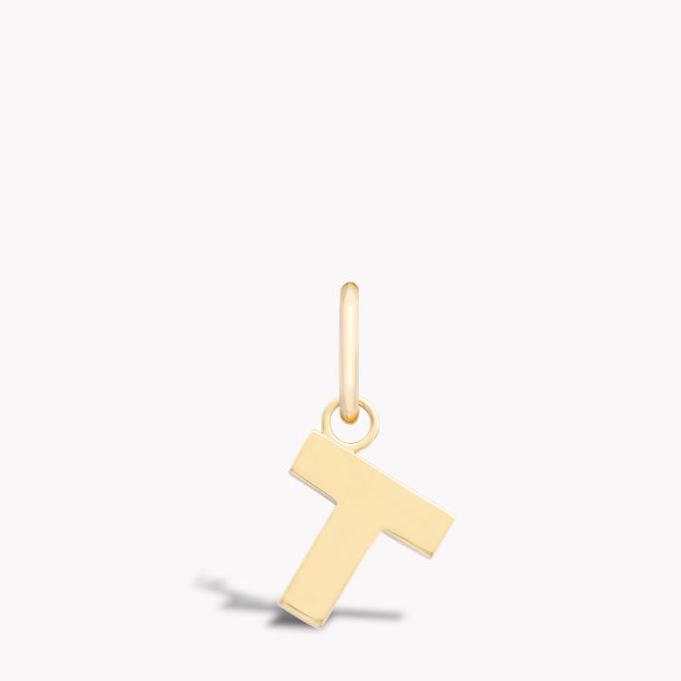 Medallion Letter T Pendant Charm  in 18ct Yellow Gold _1