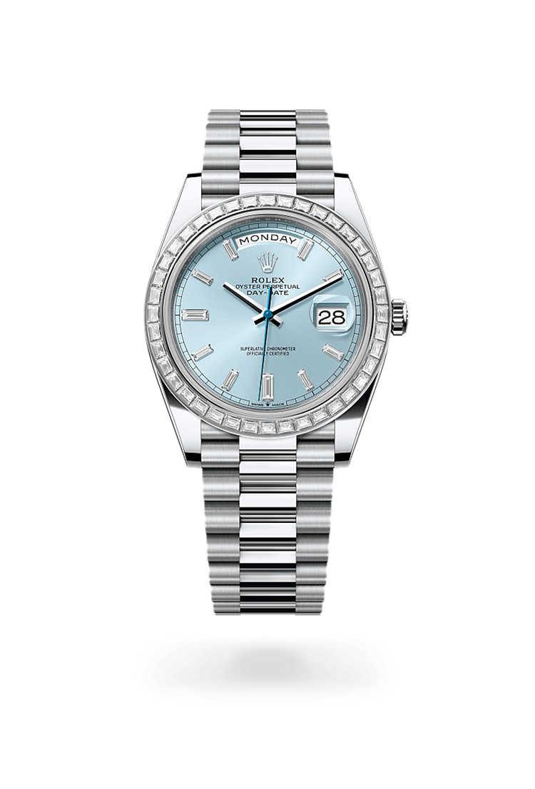 Day-Date 40, Oyster, 40 mm, platinum and diamonds