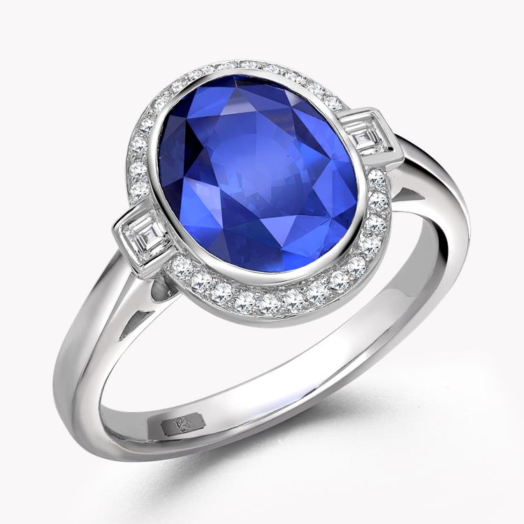 Masterpiece Oval Cut Sapphire Ring 4.06CT in Platinum Unheated with a Diamond Surround_1