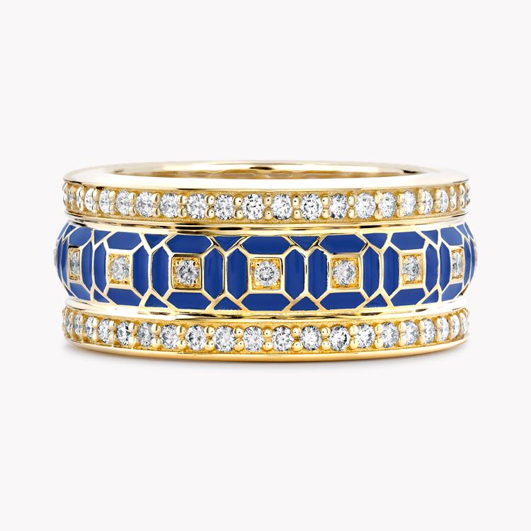 Revival Royal Blue Enamel and Diamond Ring  1.07ct in Yellow Gold Brilliant cut, Claw set_2