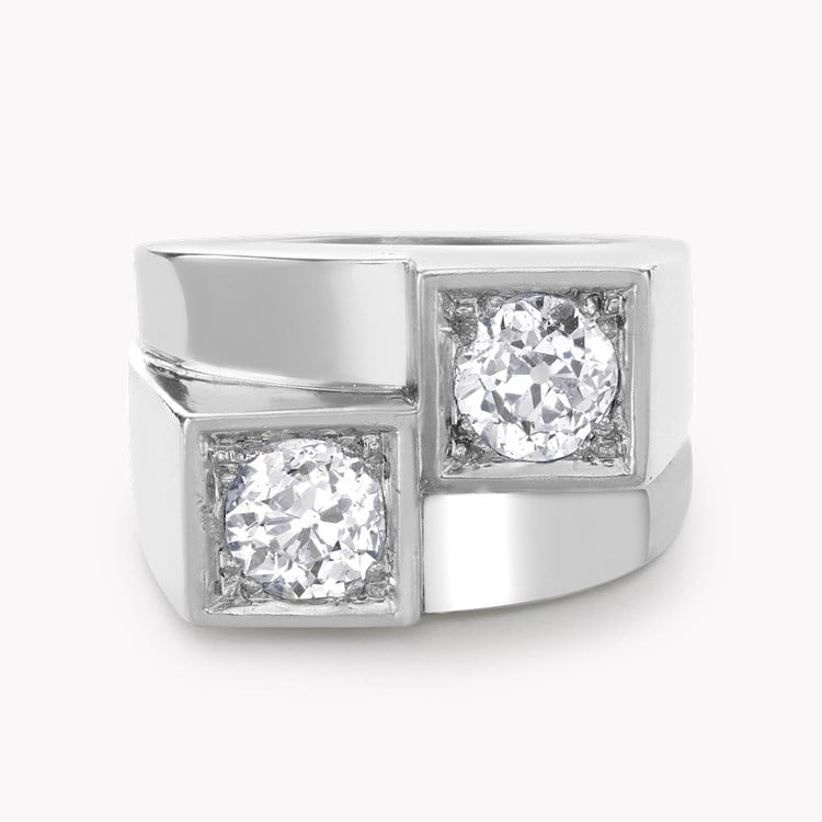 Art Deco Boivin Chevalier Style Ring Old Cut, Grain Set_2