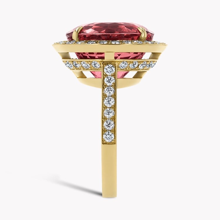 Cushion Cut 12.86ct Pink Tourmaline and Diamond Ring Cushion Cut, Claw Set_4