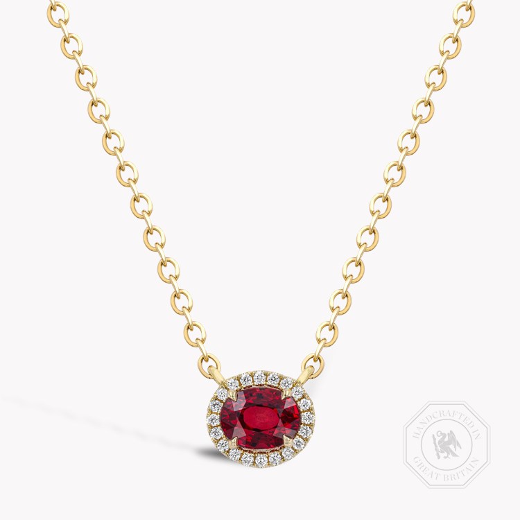 Oval Cut Ruby Pendant with Diamond Surround Oval & Brilliant Cut, Claw Set_1