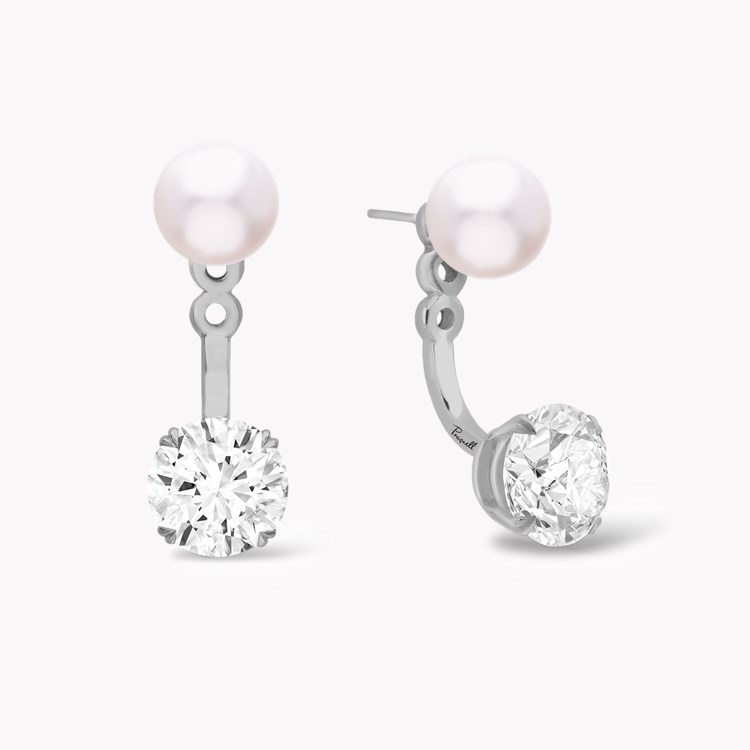 Celia 1.00ct Akoya Pearl and Diamond Drop Earrings Brilliant cut, Claw set_1