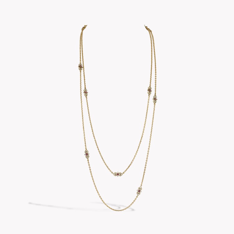 Edwardian Cabochon Cut 1.50ct Ruby and Enamel Necklace Cabochon Cut, Rubover Set_1