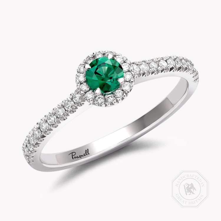 Celestial 0.25ct Emerald and Diamond Cluster Ring Brilliant cut, Claw set_1