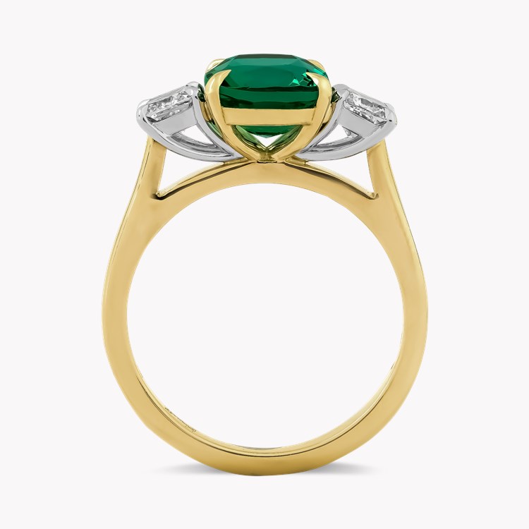 Cushion Cut 2.36ct Zambian Emerald and Diamond Ring Cushion Cut, Claw Set_3