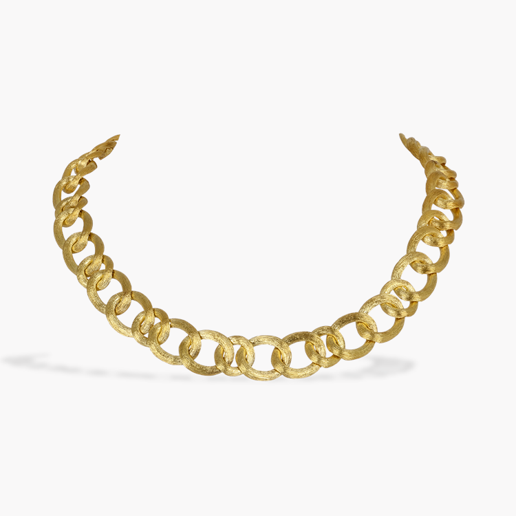1980s Henry Dunay Brushed Gold Curb Chain Necklace _1