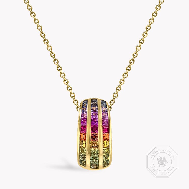 Manhattan Three Row Sapphire Pendant Carre Cut, Channel Set_1